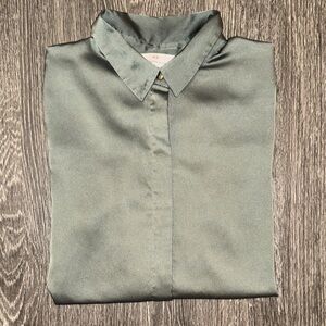 H&M Sage Green Sateen Button-down Shirt